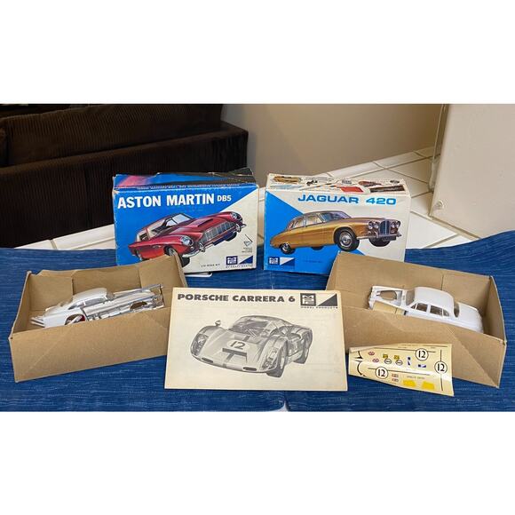Vtg MPC 1/32 Scale Model Parts Lot Aston Martin DB5 Jaguar 420 Porsche Carrera 6 - Picture 1 of 2